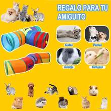 Túnel para gatos, tubo de túnel colorido, juguete para gatos y mascotas, tubo de túnel plegable, en forma de T de tres vías, adecuado para gatitos, conejos, hámsteres, erizos y pequeños animales - S - Ver 6