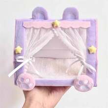 17cm Comfortable Pink Tent Bed 1st/2nd/3rd Generation Glazed Figurine Plush Doll, Cute Girlish Tent Bed Decor, Small Dog Hanging Ornament For LABUBU - Multicolor - View 3