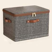 1pc Clothing & Blanket Storage Box, Space Saving Wardrobe Organizer Basket, Suitable For Outdoor Moving, Carry-On Luggage Packing - Brown - View 17