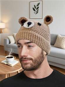 1pc Handmade Crochet Animal Ear Design Brimmed Hat, Cute Ruffle Bucket Hat For Women Leisure, Hip-Hop Cosplay, Suitable For Daily Use - A - View 7