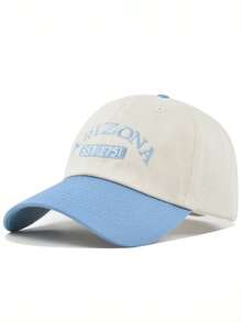 Outdoor Sports Casual Street Color Block Baseball Cap, Spring/Summer Letter Embroidery Curved Brim Hat, Unisex Couple Student Simple Comfortable Golf Outdoor Sun Protection Cap