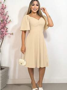 Elegance Flare Sleeve Romantic Dress - 米色 - 查看 1