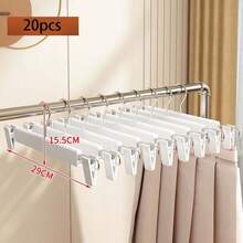 20pcs Strong Grip Plastic Pants Hangers With Clips, Women's Skirts And Pants Seamless Multifunctional Hangers, Home Clothes Organizer - Multicolor - View 13