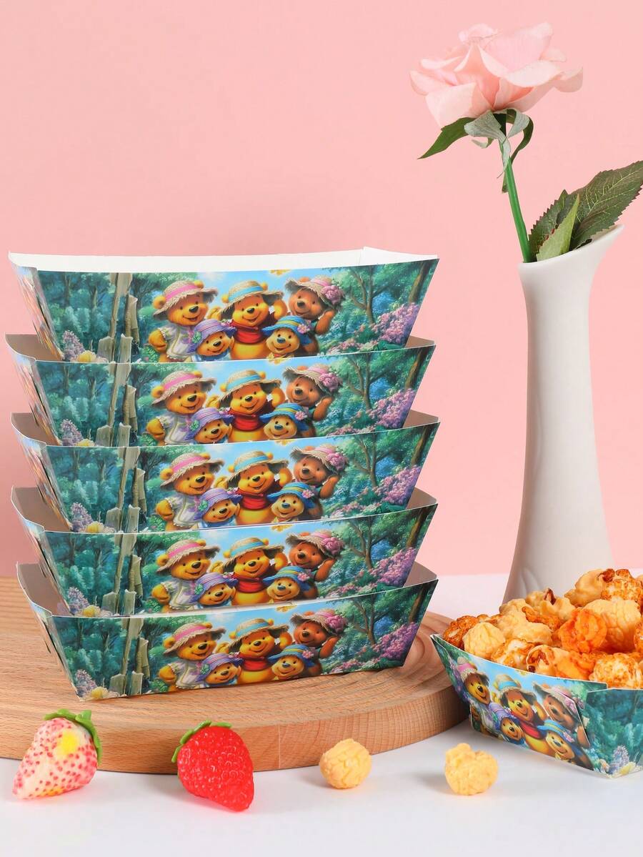 Disney 10/25pcs Winnie The Pooh Disposable Popcorn Boxes, One-Time Use Decorative Packaging Boxes, Food Boxes, Dessert Boxes, Snack Boxes, Party Supplies, Suitable For Various Parties And Gatherings