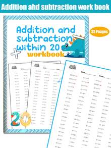 5pcs Reusable Math Practice Notebooks. Suitable For Elementary Grade 1-3 Math Workbooks, Addition & Subtraction Practice Books, 32-Day Timed Addition & Subtraction Arithmetic Practice Notebooks