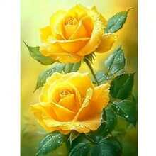 5D Diamant Malset mit runden Acryl Diamanten - einzigartiges gelbe Rose Blumen Muster Design, romantisch | DIY Kunst und Handwerk Set, geeignet für Wand Dekoration Zuhause und Büro | schönes Geburtstagsgeschenk, Diamant Kunst Set