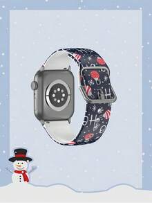 1 pieza Brazalete de reloj de silicona rojo con texto "Ho Ho Ho" para Navidad, cómodo y transpirable, compatible con Samsung, Garmin, Honor y Apple Watch de 38mm a 49mm. 1 pieza Brazalete de reloj de silicona con estampado floral colorido, cómodo y transpirable, compatible con Apple Watch.