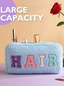 1 Piece Women Girls Cute Plush Fuzzy Hair Skin Face Bath Chenille Letter Preppy Patches Makeup Bag Travel Cosmetic Pouch With Zipper For Women Travel Toiletry Storage Organization,Makeup Bag,Make Up Bag,Makeup Bags,Cosmetic Bag,Makeup Organiser,Travel,Makeup Pouch,Bag,Vanity,Make Up Pouch,Travel Essentials,Pouch Bag,Make Up Bags,Bags,Travel Essential,Vanity Accessories,Small Makeup Bag,Makeup Pouch,Cosmetic Bag,Travel Essential,Large Capacity,Large Makeup Bag,Christmas Gifts,Pouch,Travel,Gifts For Women,Women's Necessaire,Travel Essential,Pouch,Clutch / Small Handbag,Necessaire,Makeup Organizer,Makeup Organize,Pouch,Brush Holder,Mini Pouch,Large Capacity Pouch,Gifts For Women,Christmas Gifts,Gift Ideas For Women