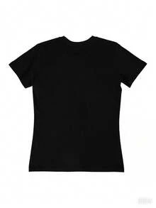 1PC 100% Cotton Floppa and Car Graphic Print Women's Short Sleeve TShirt  Relaxed Fit Trendy Tee Comfort Style Top - Negro - Ver 2