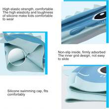 Gorro De NatacióN Para NiñOs, Gorro Impermeable De Silicona Con Dibujos Animados, Gorros De Buceo Para ConservacióN De Orejas, TamañO Ajustable - 1 - Ver 6
