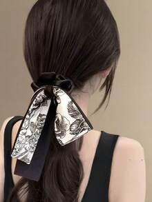 1个格子图案黑色包边发圈，优雅学院风发饰，适合日常佩戴，发绳，发圈，洗脸马尾辫发饰弹力带 - 彩色 - 查看 3