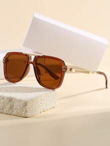 Sporty Outdoor Y2K Retro Driving Travel Beach Unisex Summer Big Frame Fashion Sunglasses, Women's Fashion Sunglasses, Suitable For Office Desk And Home Decor, Eyewear Accessories, Decorative Accessories, Durable Structure, Women's Fashionable Square Sunglasses, Full Frame, Metal Hinges, Suitable For Daily Use, Commuting, Fashion Photography, Holiday Gifts, Daily Eyewear | Minimalist Style | Durable Sunglasses