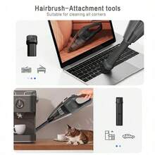 CascadeVac Aspiradora portátil de mano para hogar y auto, potente succión, mini aspiradora de limpieza con USB recargable y múltiples accesorios, adecuada para el coche, el hogar y la oficina, herramienta de ranura incluida