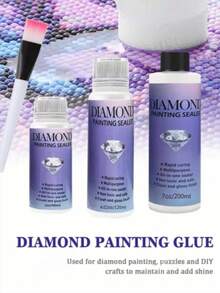 (1 Bottle Glue + 1 Brush) Diamond Painting & Puzzle Sealant Glue, New DIY Diamond Painting Tools Suitable For Various DIY Handicrafts Such As Mosaic, Embroidery, Puzzles. Enhancer To Prevent Diamond Detachment And Diamond Art Glue Sealant - Multicolor - View 2