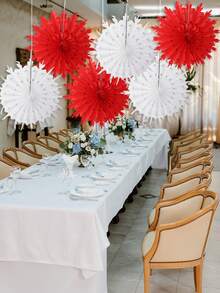 3 pezzi/6 pezzi/12 pezzi Fiori a ventaglio di carta bianchi, rossi, vuoti per decorazioni, serie blu oceano e rosa per feste di compleanno, matrimoni, decorazioni appese con corde, sfondo da parete