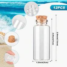 12PCS Mini Glass Bottle With Wood Cork Stoppers,30ml DIY Dration Glass Jars For Halloween Drations,Wedding Party Favors,18210820 - 摩卡棕 - 查看 2