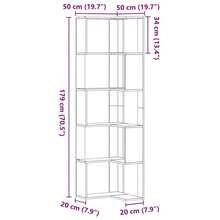 Librería Esquinera Larryhot Roble Negro 50 x 50 x 179 cm, resistente y duradera, fácil de montar, estilo decorativo, adecuadA, Para guardar adornos, figuras, libros, pequeños objetos, etc. - Negro - Ver 8