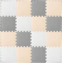 ProsourceFit Tapete de Ejercicio, Baldosas de Espuma EVA Encajables, Piso Protector y Amortiguador para Equipos de Gimnasio, Ejercicio y Área de Juego - Blanco/Gris/Beige - 16 Azulejos - Ver 13
