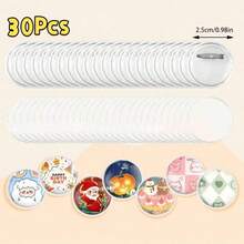 5/10/15/20/25/30/40/50个亚克力圆形透明空白徽章套装,适用于手工DIY徽章制作 - 彩色 - 查看 22