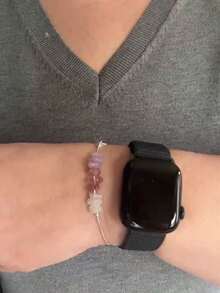 Menopause Bracelet Hormone Balancing Crystal Made With Raw Crystal Strawberry Quartz And Moonstone - Gold - View 5