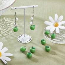 10Pcs Apple Fruit Charms Resin Fruit Pendants 3D Dangle Pendant Ornaments With Hanging Loops For Earring Bracelet Necklace Keychain 15x12mm - Apple - View 4