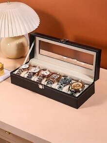 2/12 Slot Waterproof PU Leather Watch Storage Box, Watch Box Storage Organizer, Watch Gift Box, Travel Watch Storage Box, Luxury Large Capacity Watch Storage Box, Unisex, Elegant Black PU Leather With Compartments Watch Case - Holds Watches, Home Organization And Storage Supplies, Room Decoration, Gifts For Men, Gifts For Women - Multicolor - View 14