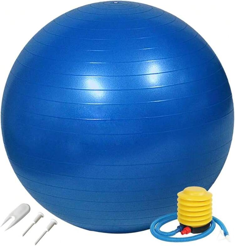 Pelota Fitness De Ejercicio para Yoga Pilates con Bomba para Pilates Yoga Ejercicios Abdominales Y Ejercicios Básicos Fitness Equilibrio Gym - azul - Añade 12