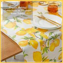 AIBIYING Lemons Table Cloth Round 140cm, Summer Spring Yellow Table Cover, Waterproof Polyester Fabric Stain Resistant Tablecloth For Kitchen Dining Table, Picnic, Indoor Outdoor Party Decoration - màu sắc - Xem 6