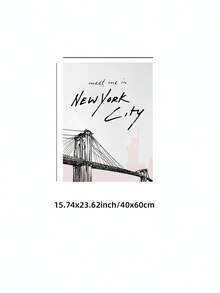 1 张无框纽约市黑白和腮红粉色海报、纽约天际线印刷品、布鲁克林大桥复古墙面艺术、复古都市少女美学装饰，适用于卧室、宿舍、公寓、派对装饰和礼物选择、城市景观海报、卧室房间装饰、大学宿舍必备品、旅行主题墙面艺术、都市家居装饰 - 彩色 - 查看 11