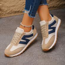 女士时尚休闲网面运动鞋，轻便舒适跑步鞋，新款 - 米色 - 查看 6