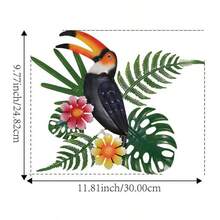 1PC Metal Parakeet And Tropical Leaves Wall Art, Vivid Colorful Bird Plaque, Versatile Flamingo Parrot Wall Hanging Decor For Home Bar Kitchen Coffee Shop