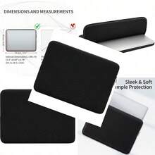 14 Inch Laptop Sleeve Case Protective Soft Padded Zipper Cover Carrying Computer Bag Compatible With 14" Notebook Chromebook Tablet Ultrabook Black