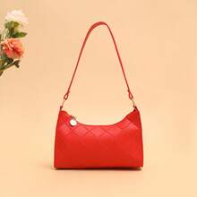 时尚休闲压花腋下包/单肩包，适合女士日常穿着 - 紅色 - 查看 1