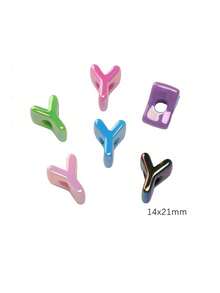 10 件/26 件电镀亚克力大孔英文字母珠，DIY 手机挂绳，休闲鞋饰，手工珠宝配饰，节日礼物 - 馬卡龍鍍彩字母 - 查看 33