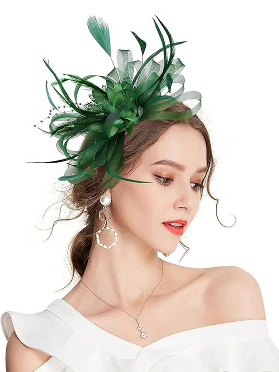1 Pc Fascinators Hat For Women Tea Party Headband Kentucky Derby Wedding Flower Mesh Hair Clip