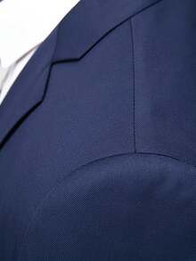 Men's Suit Translation Men's Suit, Business Casual Style, Men's Solid-Color Minimalist Daily Wear Long-Sleeve Suit Set, Including A Long-Sleeve Suit With Lapel Design And Matching Trousers. Suitable For Daily Leisure, Work Commuting, Weddings, Dances, Business And Other Occasions, Featuring A Minimalist And Elegant Style. - 藏蓝色 - 查看 6