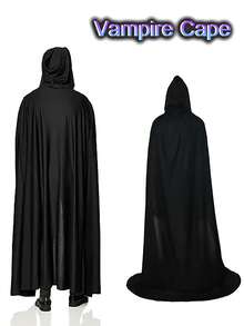 1PC Halloween Death God Costume - Men's And Women's Hooded Cloak, Black Transparent Fabric, Witch, Demon, Vampire Style, Halloween Costume, Mask Party, Performance Use, (Available In Length 5 Option, Breathable And Lightweight Material) - Multicolor - View 1