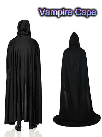 1PC Halloween Death God Costume - Men's And Women's Hooded Cloak, Black Transparent Fabric, Witch, Demon, Vampire Style, Halloween Costume, Mask Party, Performance Use, (Available In Length 5 Option, Breathable And Lightweight Material)