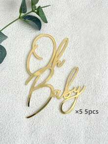 1 cái/3 cái/5 cái phụ kiện trang trí bánh kem acrylic chữ "Oh Baby", trang trí tiệc mừng em bé chào đời, trang trí bánh tiết lộ giới tính, thích hợp cho bàn tráng miệng, trang trí bánh, làm bánh DIY, dụng cụ làm bánh, đồ dùng nhà bếp, quà tặng ngày lễ - Vàng - Xem 11