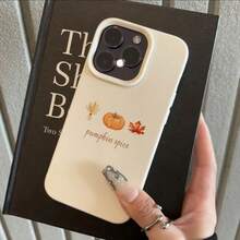 1pc TPU Material Fashionable Minimalist Autumn Elements Wheat, Pumpkin, Maple Leaf Pattern Phone Case Compatible With IPhone/Compatible With Redmi,International Version, Not The Domestic Version - White - View 2