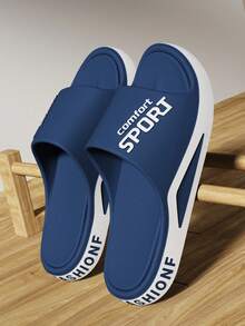 Sandali scorrevoli unisex con suola spessa e stampa, sandali casual da esterno in EVA monopezzo, antiscivolo e durevoli, con fondo morbido, comodi per bagno, doccia, spiaggia e uso esterno estivo