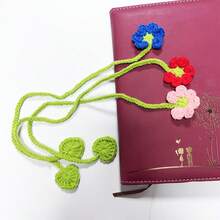 1 个手工制作的雏菊和向日葵书签 - 鲜艳的钩针花卉图案，粉色、橙色和紫色，涤纶纤维，是送给读者的理想礼物，可用作窗帘带或汽车装饰 - 彩色 - 查看 12