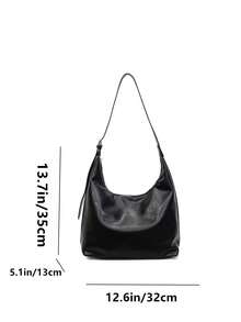 2025 Autumn/Winter New Vintage Shoulder Bag, Crescent Moon Bag, Matte Tote Bag, Large Capacity Crossbody Casual Hobo Bag, Adjustable Shoulder Strap, Crossbody Bag For Women, Versatile Commuter Bag - Black - View 2