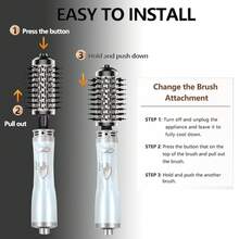 3-In-1 Rotating Hair Dryer Brush Set - Rotating Hair Dryer With 2 Interchangeable Brush Heads (1.5 Inch And 2 Inch), Perfect Gift For Women For Hair Volumizing/Drying/Straightening/Curling - View 10