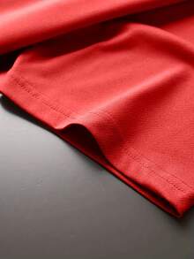 Popular  Men's Short Sleeve Shirts Never Give Up Letter Pattern Print Casual Summer Tops, Men's Fashion Casual Round Neck Short Sleeve, Suitable For Daily Wear And Various Occasions. Roomy And Comfortable - 紅色 2 - 查看 3