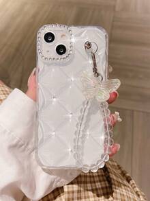 奢华水钻透明手机壳适用于 17 Pro Max/17 Pro/17 Air/17/16 Pro Max/16/16 Pro/16 Plus/16e/15/15 Pro Max/15 Pro/15 Plus/11/12/13/14 Pro Max/11 Pro/11 Pro Max/12 Pro/12 Pro Max/13 Pro/13 Pro Max/7 Plus/14 Pro/14 Pro Max/14 Plus/12 Mini/13 Mini,极简创意防摔软壳 - 透明蝴蝶腕帶 - 查看 3