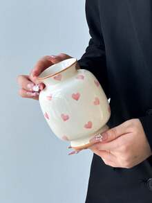 1 Stück Mini Dopamin Vase, Keramikmaterial mit rundem Mund, farbiger Rand, Herzdesign, elegante Heimdekoration Tischpflanze, hohe Ästhetik, minimalistischer moderner Stil, Mini-Dekoration geeignet für Hochzeit, Party, Zuhause, Büro, Hotel, Wohnzimmer, Feiertags-Raumdekoration Blumenvase Glasvase - Verschiedenfarbig - Übersicht 16