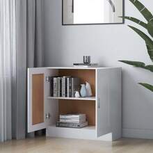 Librería Larryhot Blanca 82,5x30,5x80 cm Madera de ingeniería, resistente y duradera, fácil de montar, estilo decorativo, adecuadA, Para guardar adornos, figuras, libros, pequeños objetos, etc. - Blanco - Ver 3