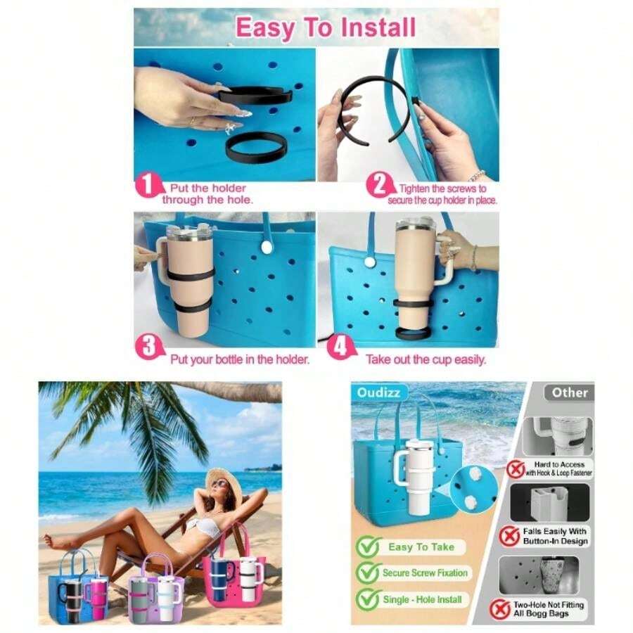 Cup Holder 30oz 40oz, Adjustable Insert Drink Holder Compatible With Simply Beach Tote Bag, Bottle Holder Attachment Accessories