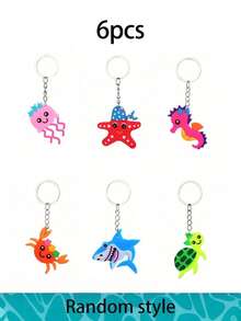 24 piezas - Llaveros de criaturas marinas para fiesta, llaveros de dibujos animados, adecuados para recuerdos de fiesta, artículos de vacaciones, regalos para volver a la escuela, obsequios reutilizables para fiestas de cumpleaños, relleno de bolsas, adornos de fiesta, playa de verano, fiesta de piscina, regalos de vacaciones, Día de la Madre, Graduación